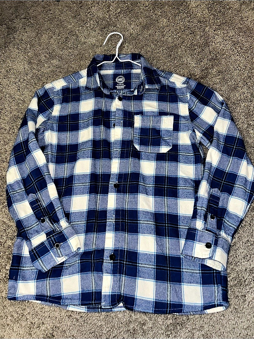 Wonder Nation Boys Large Blue & White Plaid Shirt Like New